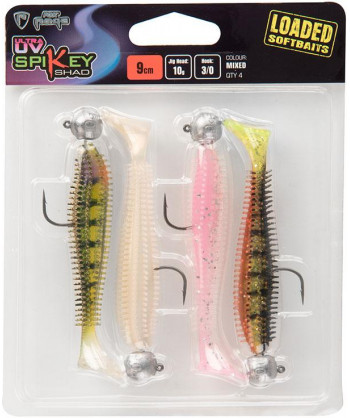 Fox Rage Ultra UV Spikey Shad Loaded Lure Pack - UV Spikey Shad Loaded 9CM 12G 3/0