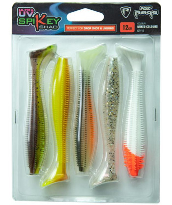 Fox Rage Spikey Shad Mixed Colour Pack - Spikey Shad 12cm x5 Mixed UV colour pack