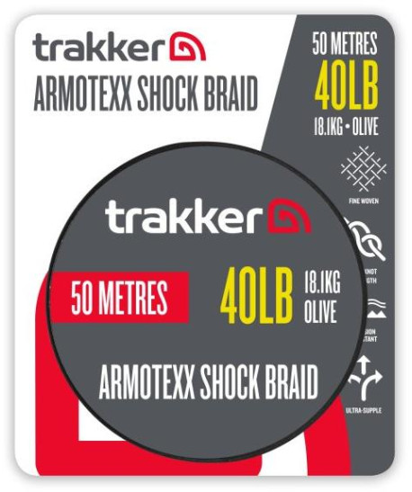 Trakker Šoková šňůra Armotexx Shock Braid 40lb, 18,1kg, 50m