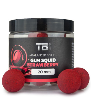 TB Baits Vyvážené Boilie Balanced + Atraktor GLM Squid Strawberry 100 g 20 mm